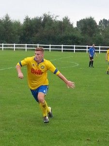 Last years Wearside League and Stockton Town Golden Boot Award winner Kallum Hannah whose hat trick today helped Stockton to a 5 0 victory over Hartlepool FC.