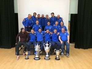 The squad pictured with all 4 Trophy's after yesterdays League Cup victory.