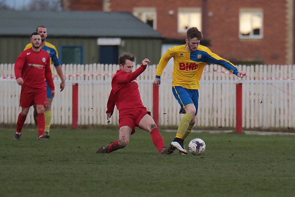 Arthur Connelly in action while making his Northern League & 1st Team debut on Saturday at Darlington RA.