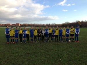 Stockton Town Under 11's Blue and Spaire Lads Elite in their remembrance photo at  Bishopton Road West today.